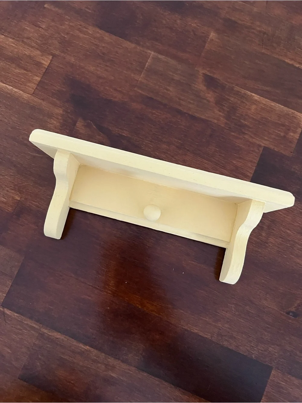 Butter Yellow Small Wooden Wall Shelf/Hook